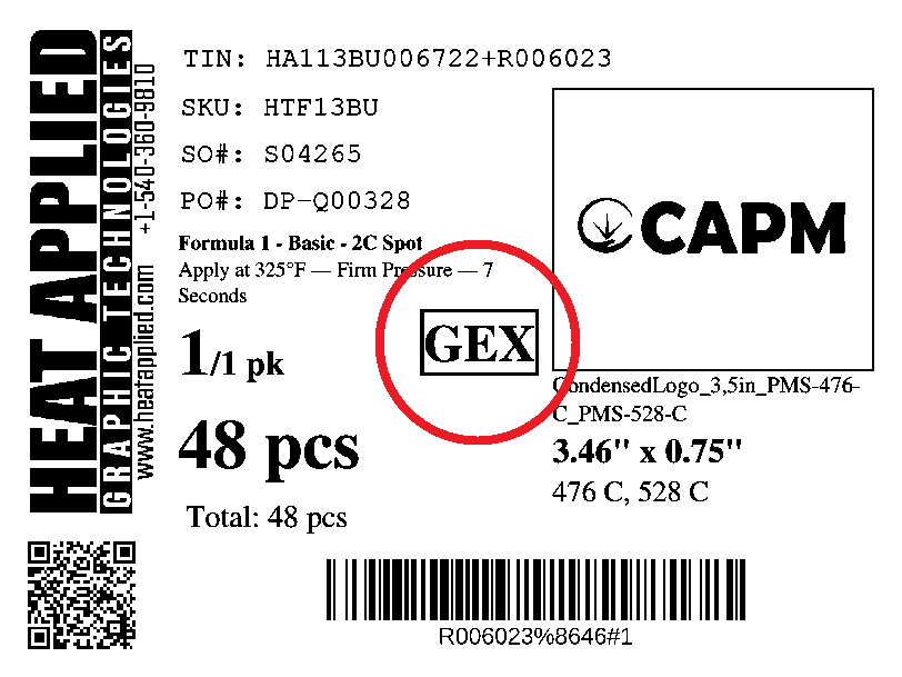 Pack label showing the 3-character confirmation code location