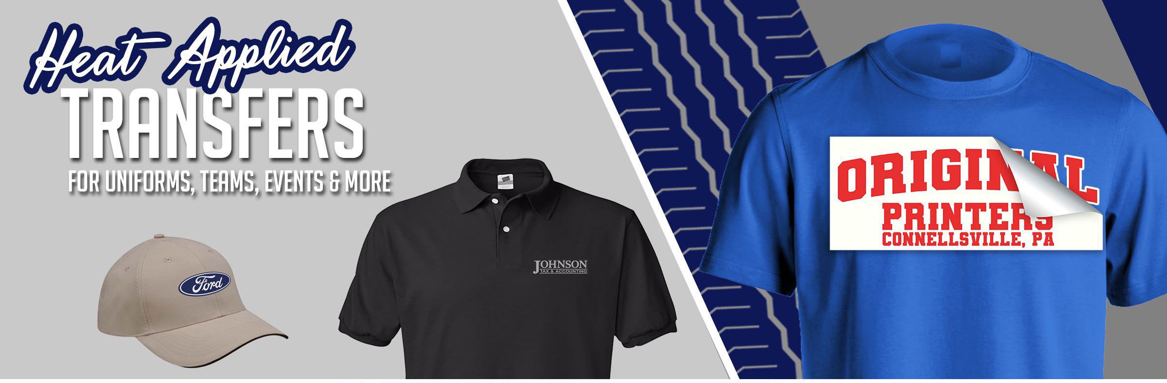 Buy screen-printed heat applied transfers — shipped fast from Heat Applied Graphic Technologies